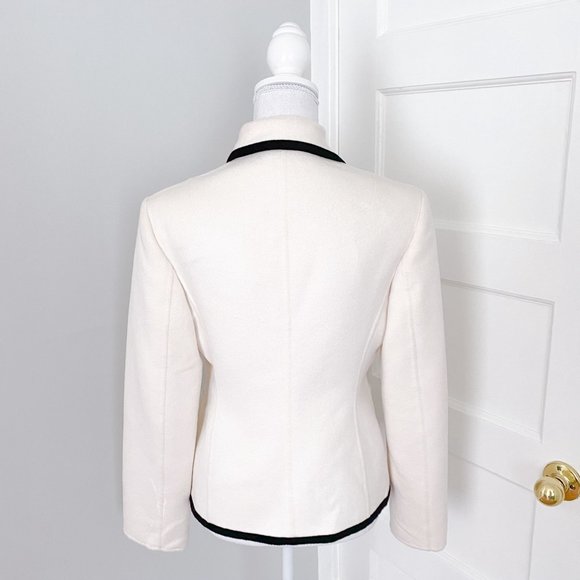 Michael Kors Colorblock Jacket Size 6 White Cream Wool Angora Made In Italy - Picture 2 of 11